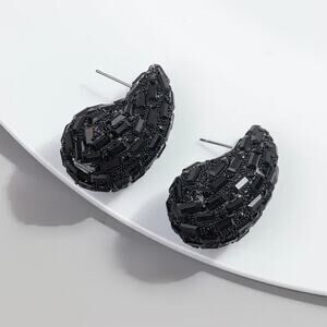 Black Water Drop Crystal Earrings